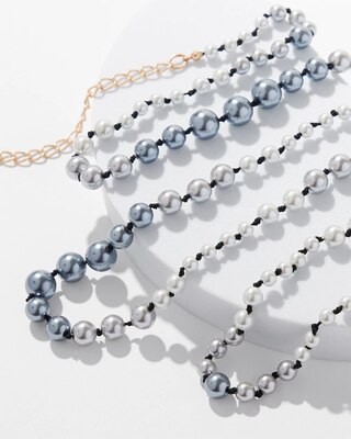 Grey Pearl SS Long Necklace