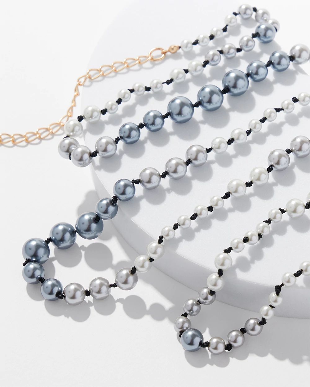 Grey Pearl SS Long Necklace