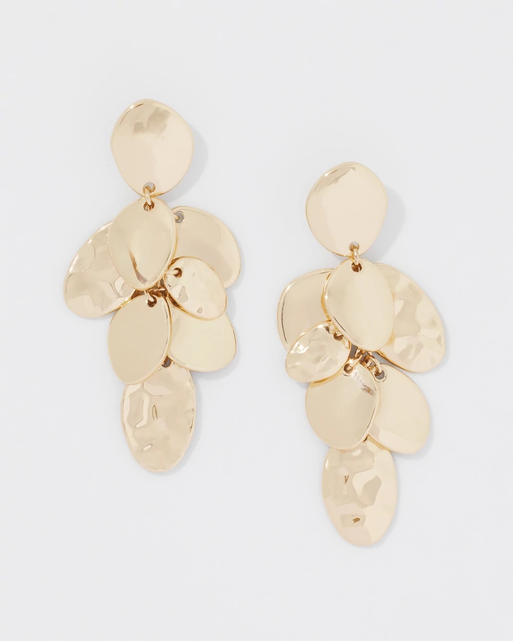 Gold Hammered Disc Drop Earrings