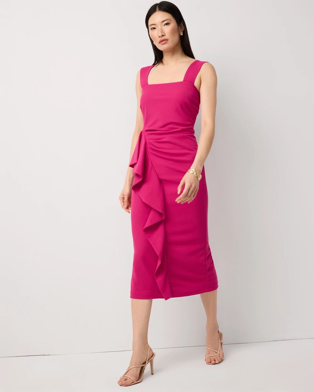 Petite Square Neck Midi Dress