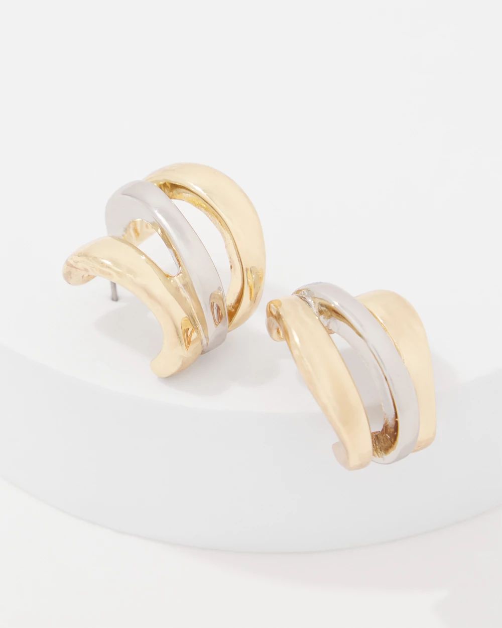 Silver + Gold Sculptural Hoop Earrings