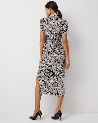 Ruched Mockneck Midi Dress click to view larger image.