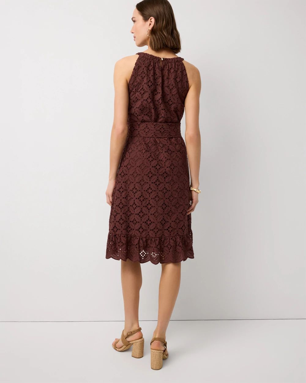 Eyelet Cotton Halter Dress click to view larger image.