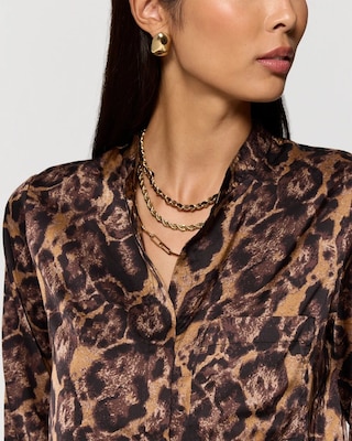 Pocket Detail Satin Shirt click to view larger image.