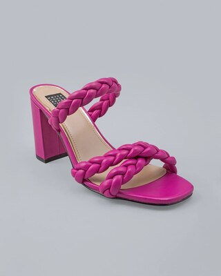 Braided Mid-Heel Slide Sandals