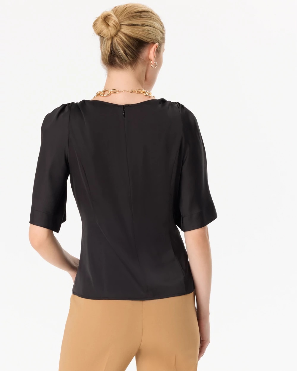 Satin Twist-Shoulder Top