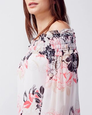 Long-Sleeve Off the Shoulder Ruffle Blouse