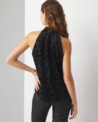 Leopard Print Burnout Velvet Halter Top click to view larger image.
