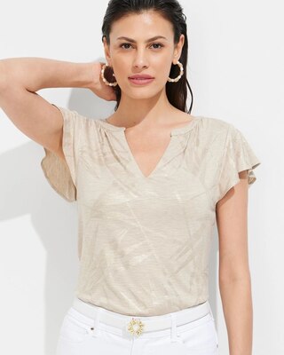 Outlet WHBM Notch-Neck Ruffle-Sleeve Tee