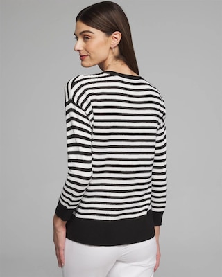 Outlet WHBM V-Neck Striped Pullover click to view larger image.