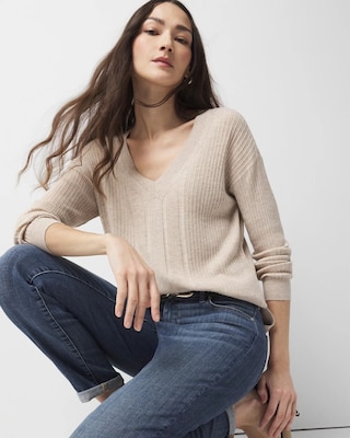 Relaxed Cashmere-Blend V-Neck Sweater click to view larger image.