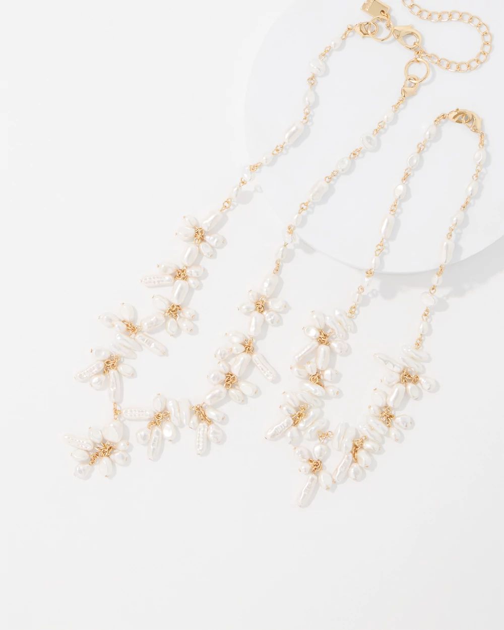 Convertible Glass Pearl Necklace click to view larger image.