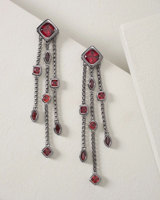 Hematite & Red Cubic Zirconia Earrings click to view larger image.