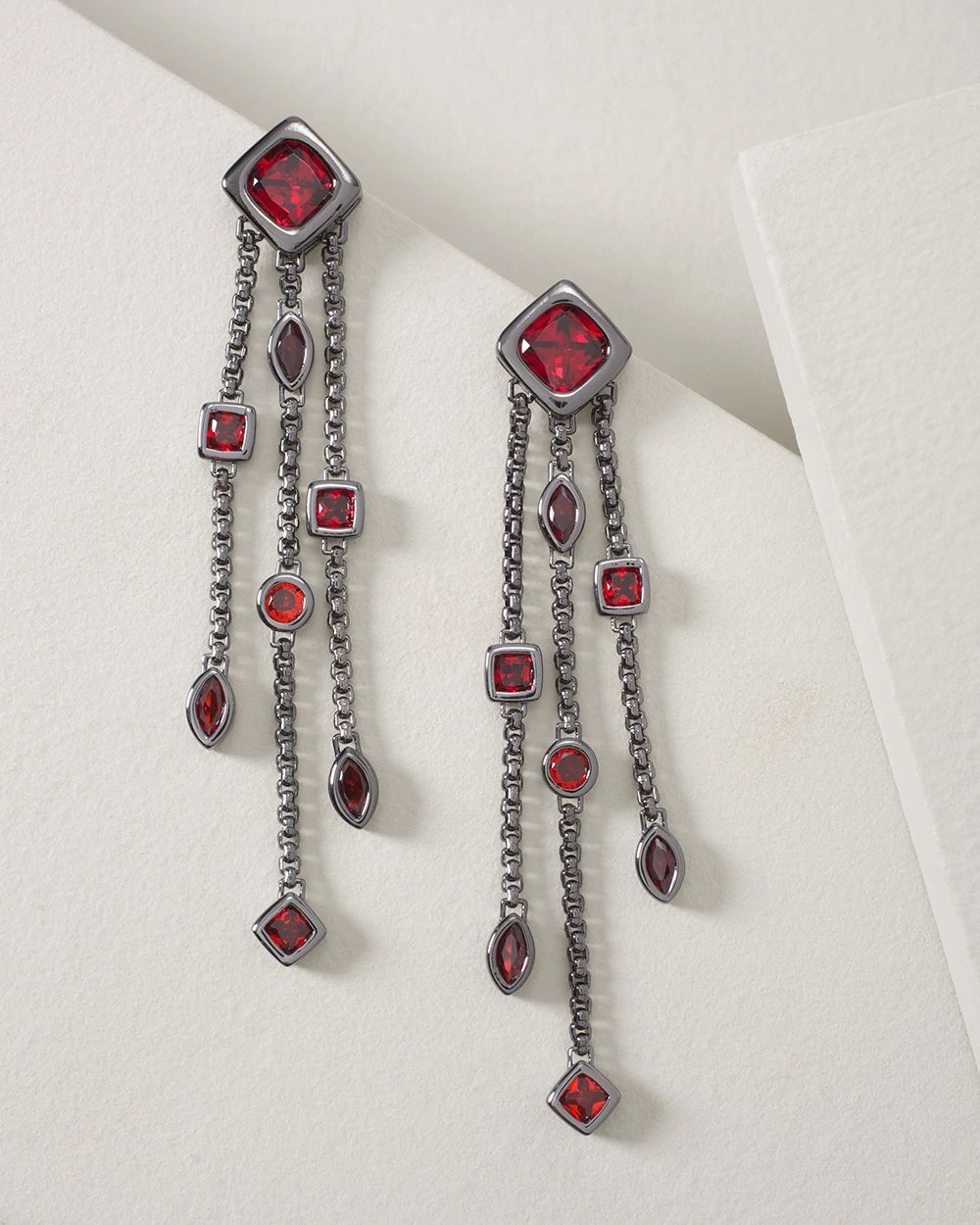 Hematite & Red Cubic Zirconia Earrings