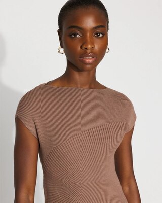 Asymmetric Rib Mock Neck Sweater click to view larger image.