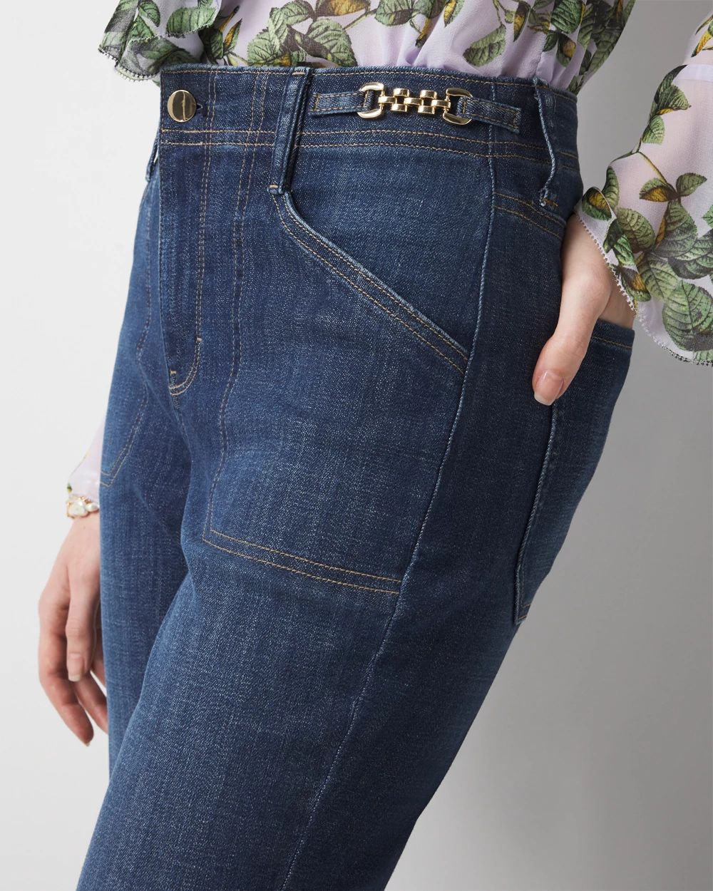 Chain Detail High-Rise Bootcut Jean