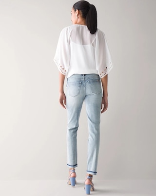 Petite Mid-Rise Everyday Soft Denim™ Destructed Girlfriend Jeans click to view larger image.