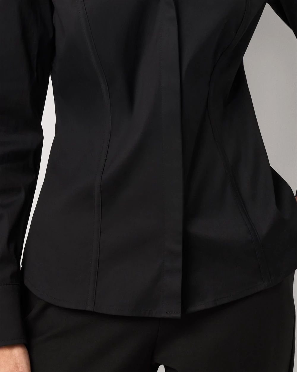 Y-Neck Poplin Shirt click to view larger image.