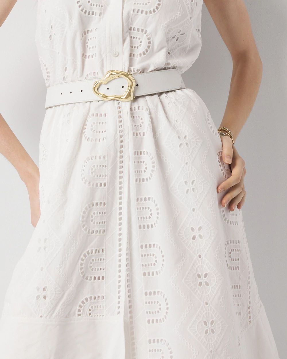 Petite Cotton Eyelet Asymmetric Dress