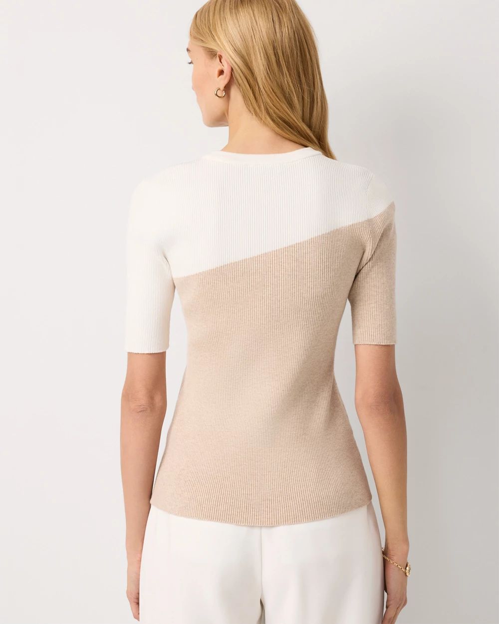Colorblock Elbow Sleeve Pullover