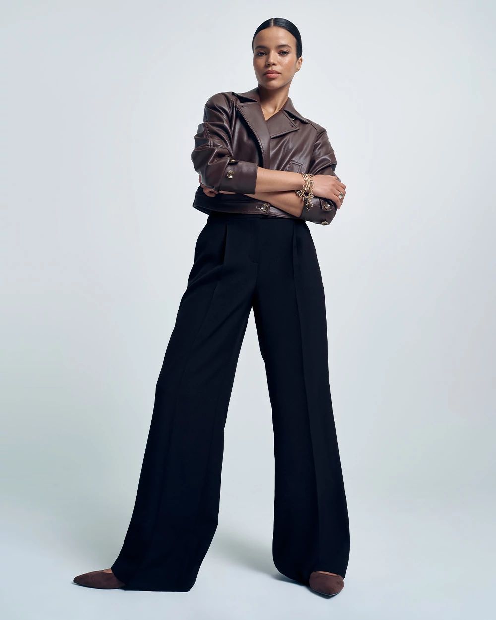 Crepe Pleated Wide Leg Pant