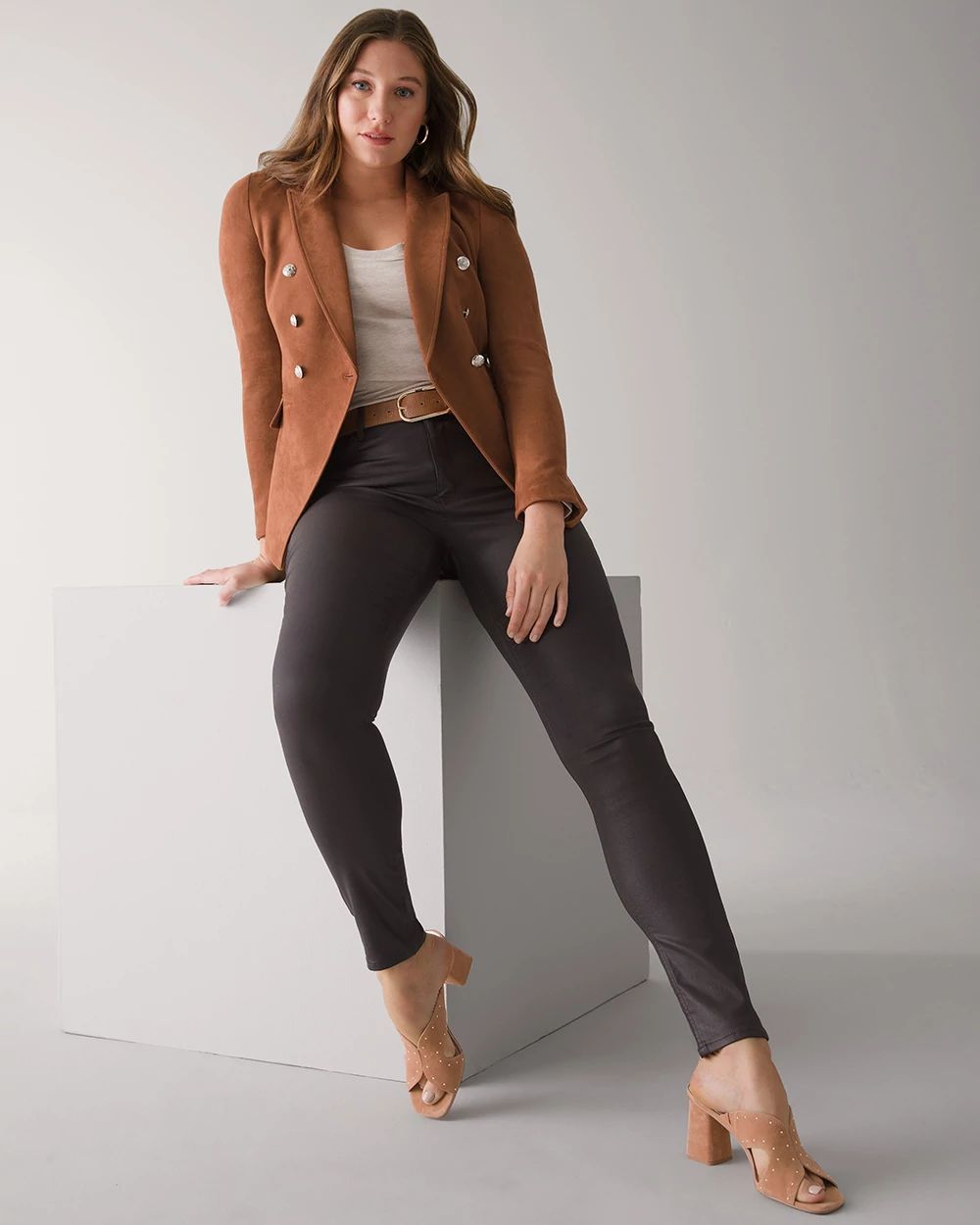 Curvy-Fit High Rise Coated Skinny Jeans