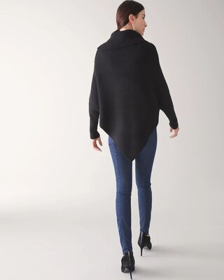 Zip Split Neck Poncho Sweater