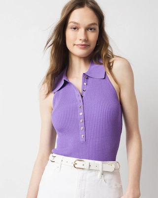 Petite Henley Sweater Tank Top