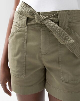 High-Rise Belted Pret Utility 5-Inch Shorts