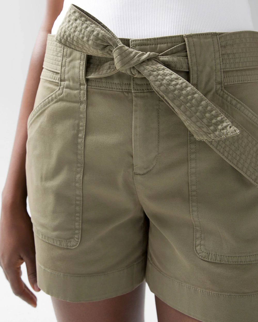 High-Rise Belted Pret Utility 5-Inch Shorts