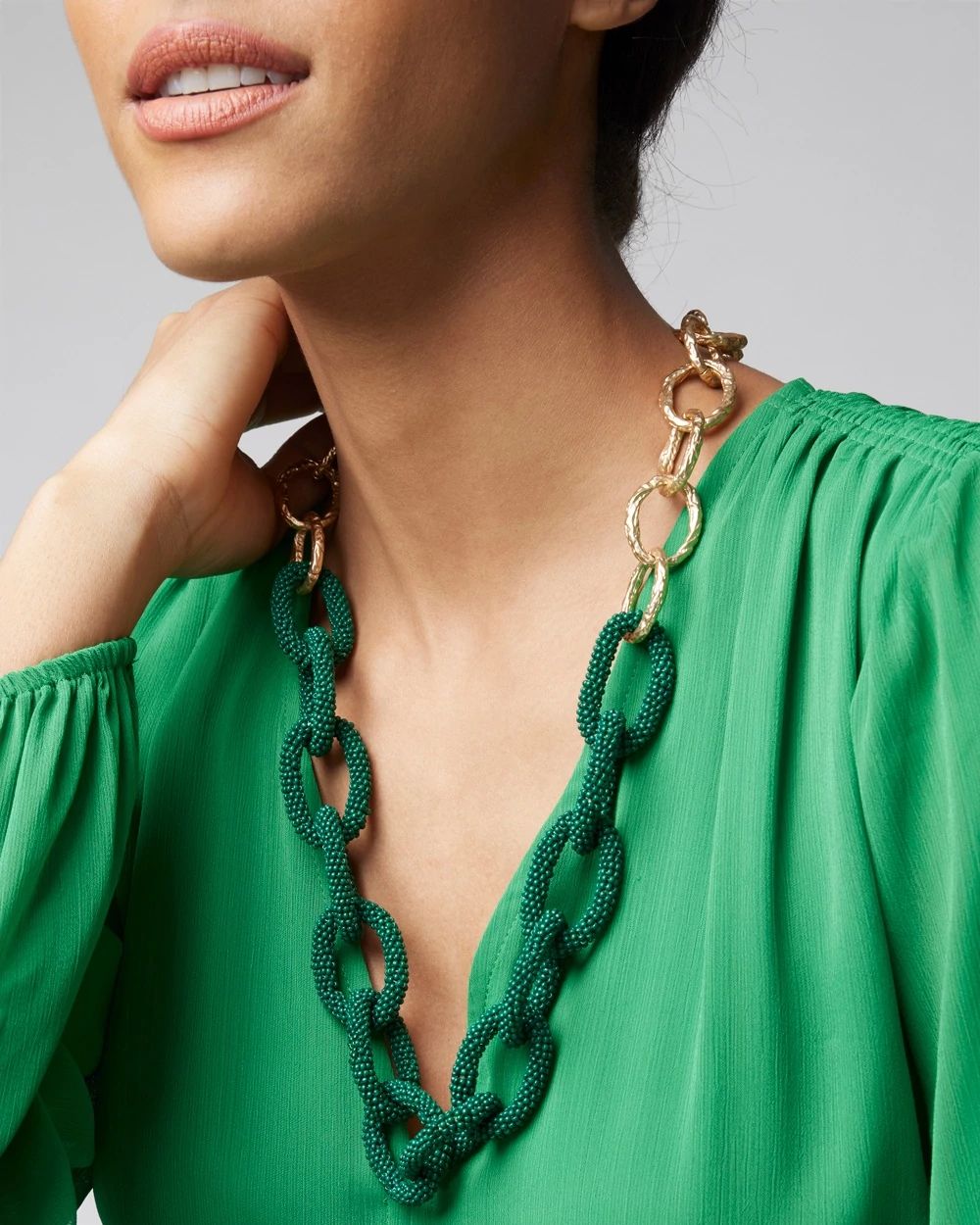 Green Beaded Chain Necklace