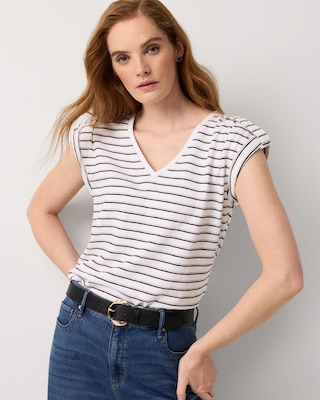 V-Neck Tee with Epaulets
