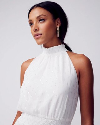 Pleated Halter Midi Dress