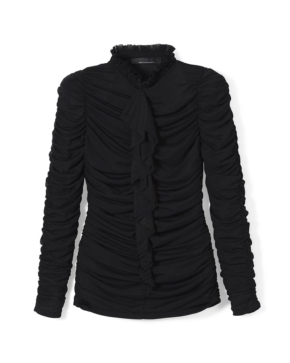Ruching & Ruffle Mesh Blouse