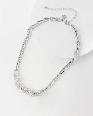 Silvertone Pavé Link Collar Necklace click to view larger image.