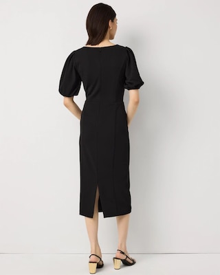 Puff Sleeve Midi Sheath Dress click to view larger image.