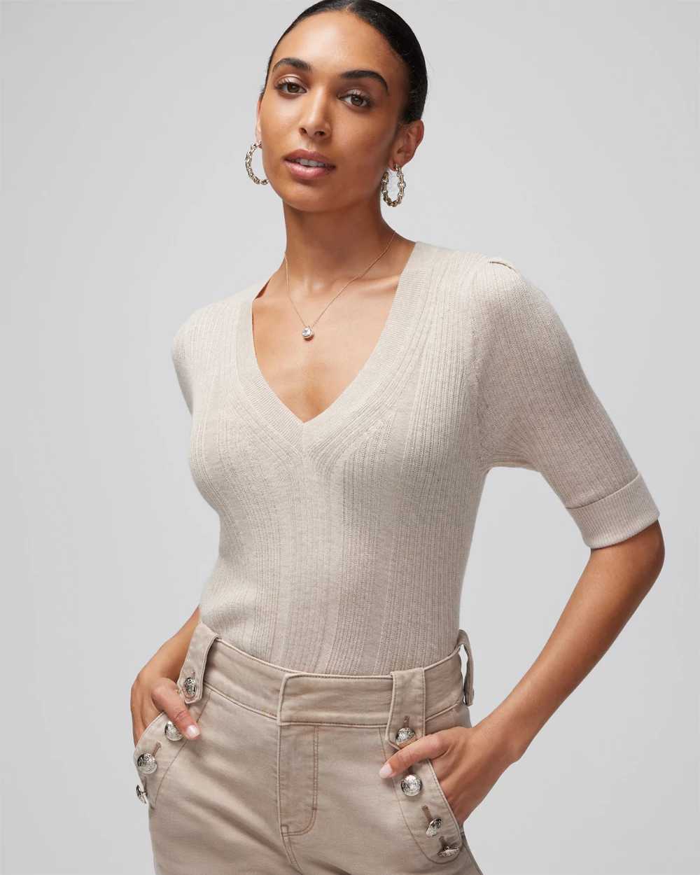 Cashmere Blend Elbow Sleeve Sweater White House Black Market