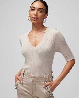 Cashmere-Blend Elbow-Sleeve Sweater