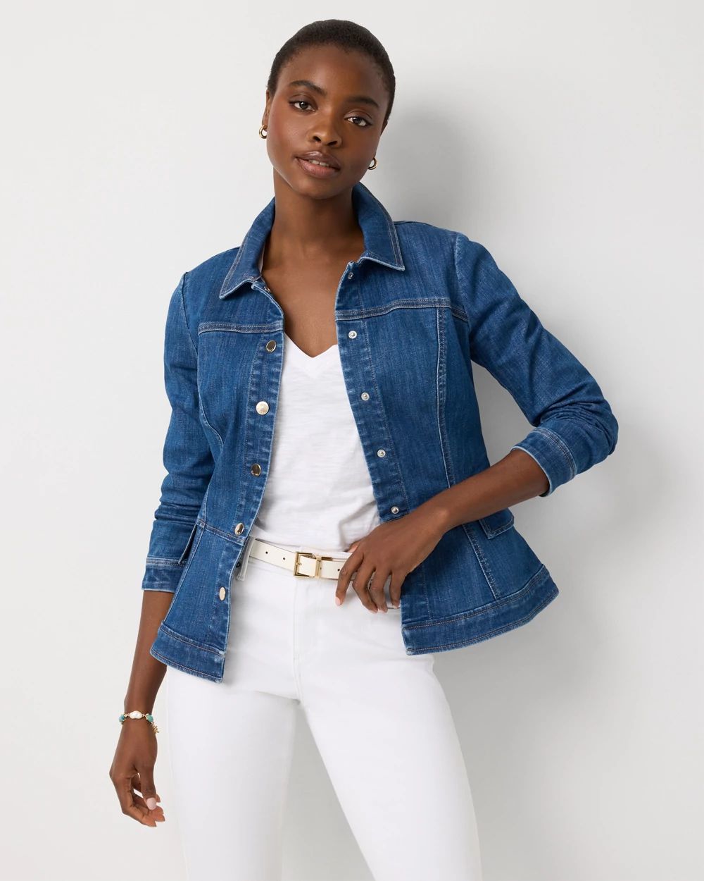 Petite Peplum Denim Jacket
