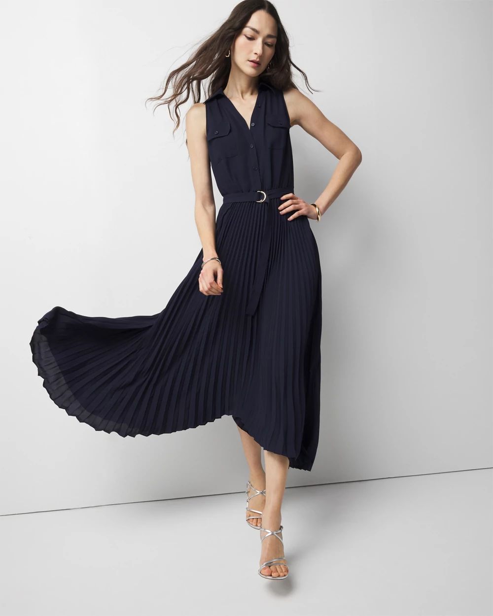 Pleated Shirt Dress