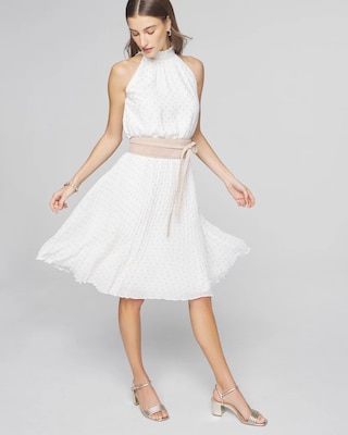 Sleeveless Pleated Clip Midi Dress click to view larger image.