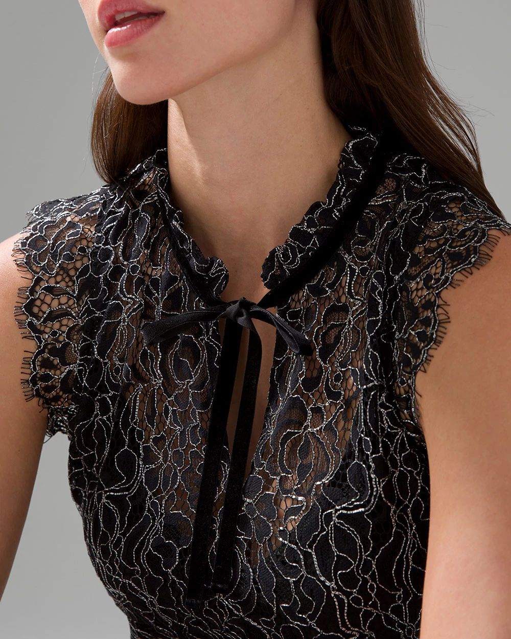 Sleeveless Lace High-Neck Shell