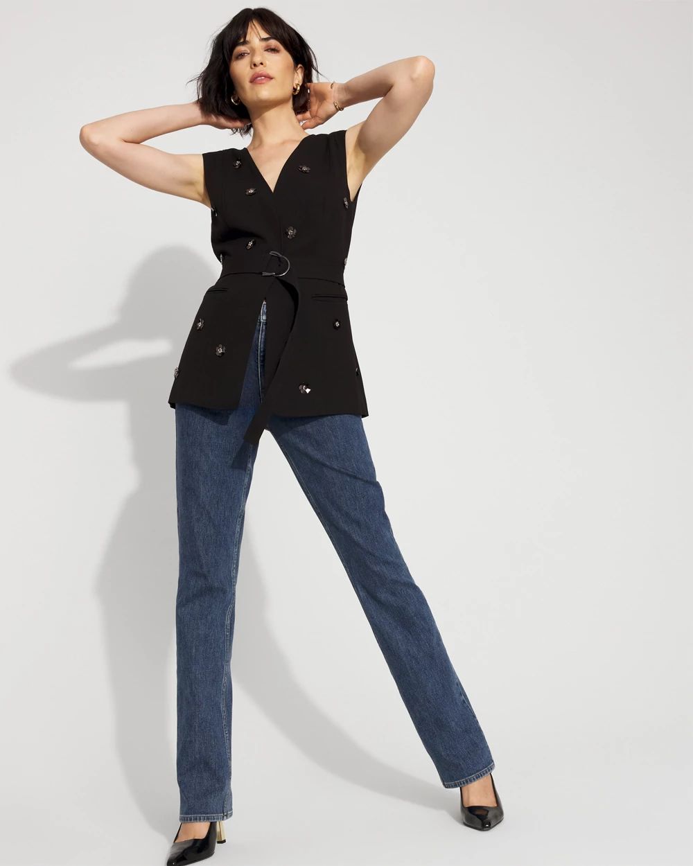 Embellished Crepe Vest