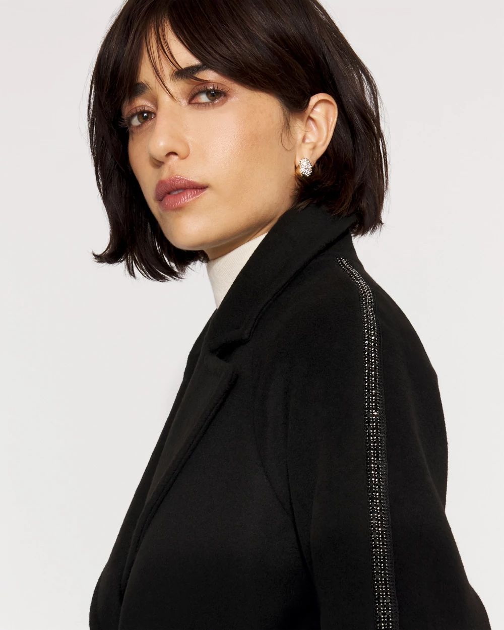 Embellished Wool-Blend Coat