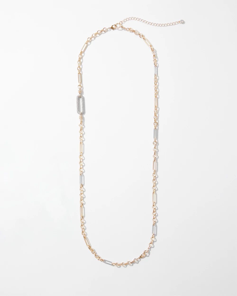 Mixed Metal Convertible Pave Links Necklace