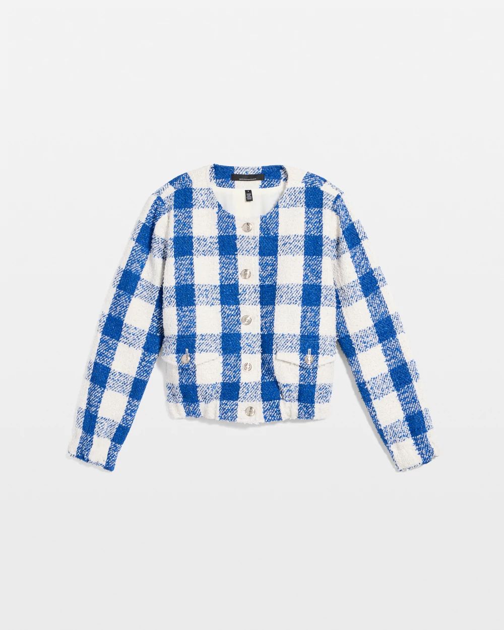 Bouclé Plaid Bomber Jacket