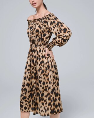 Abstract-Print Smocked Waist Dress