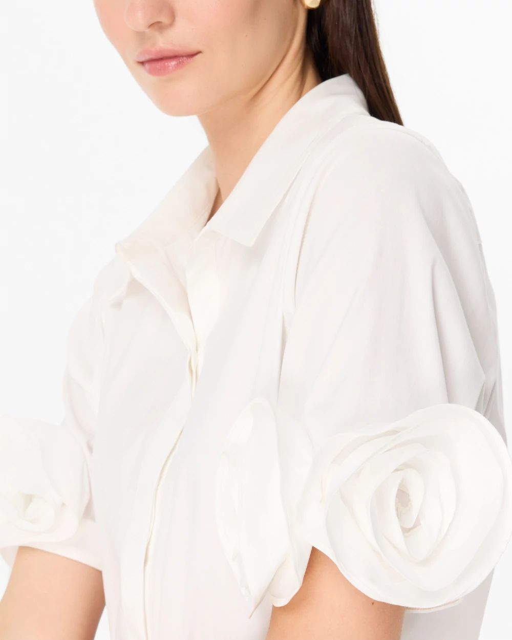 Rosette Sleeve Poplin Shirt click to view larger image.