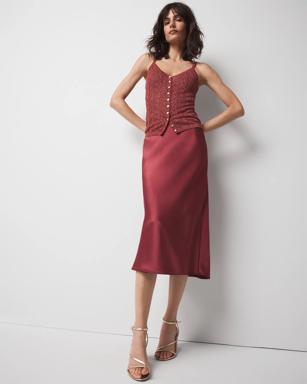 Linen-Tencel Metallic Sweater Camisole