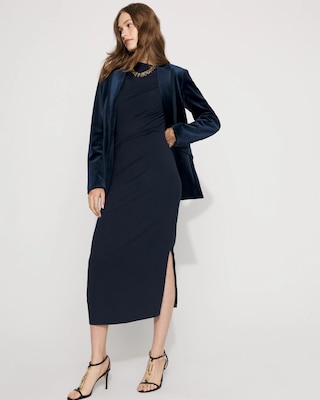 Asymmetrical Mockneck Bodycon Dress click to view larger image.